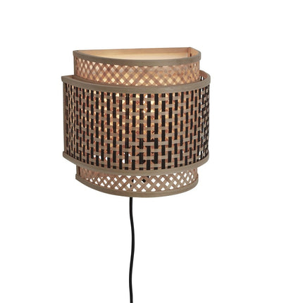 Bhutan Bamboo Wall Light Black and Natural 32 cm
