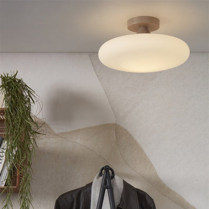 Plafonnier Sapporo Verre Blanc & Sable 34 cm