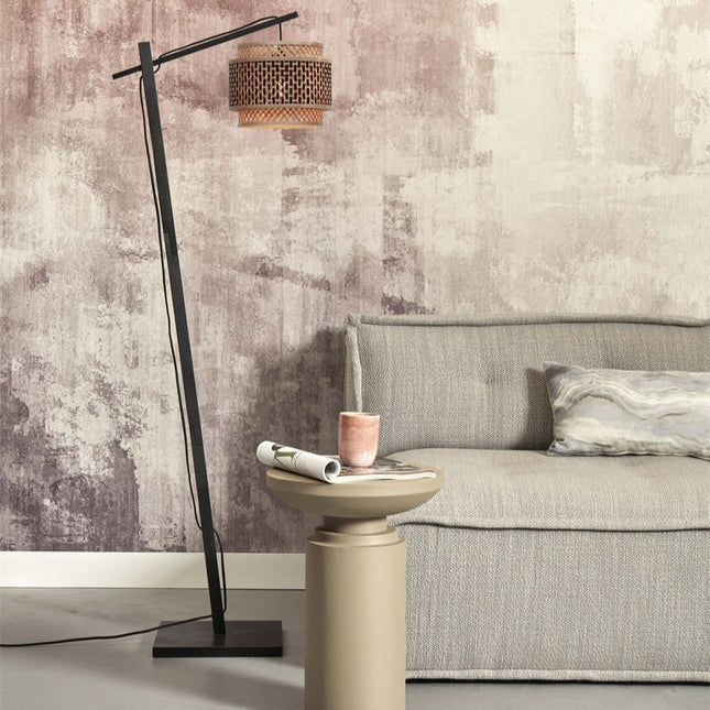 Lampadaire Bhutan Bambou Noir et Naturel 150 cm