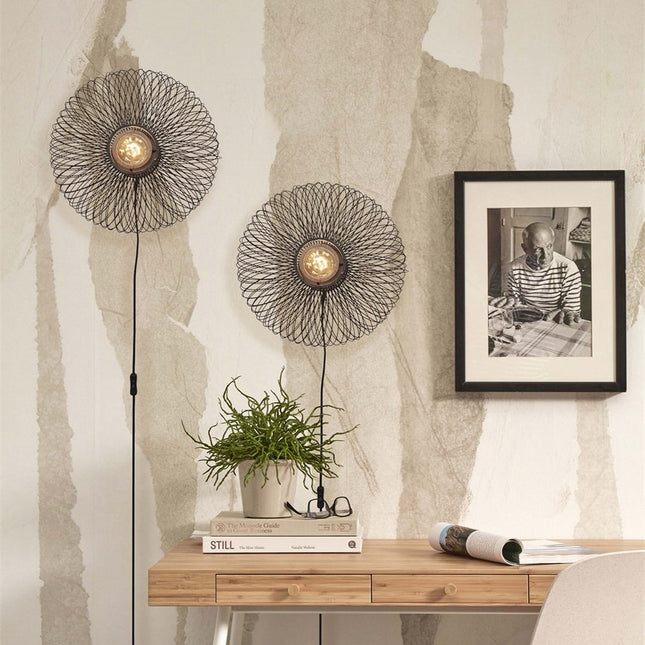Cango Bamboo Wall Light Black 40x20 cm