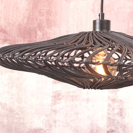 Lampadaire Zanzibar Rotin et Bambou Noir 150 cm