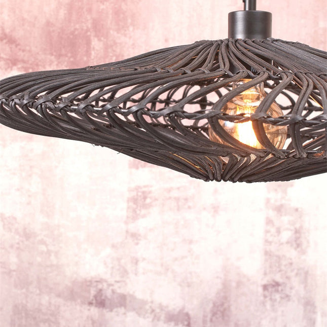 Lampadaire Zanzibar Rotin et Bambou Noir 150 cm