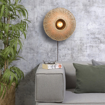 Applique Murale Kalimantan Bambou Naturel et Noir 44 cm