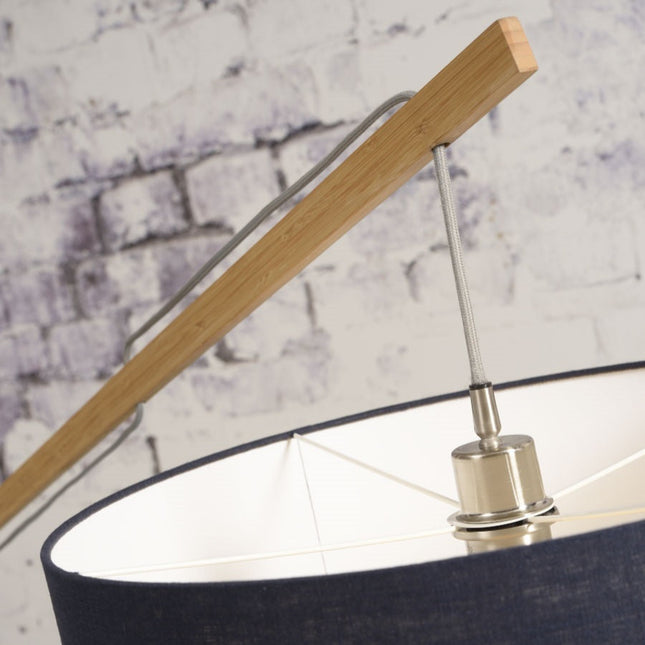Lampadaire Kilimanjaro Bambou Abat-jour Lin Noir 160 cm