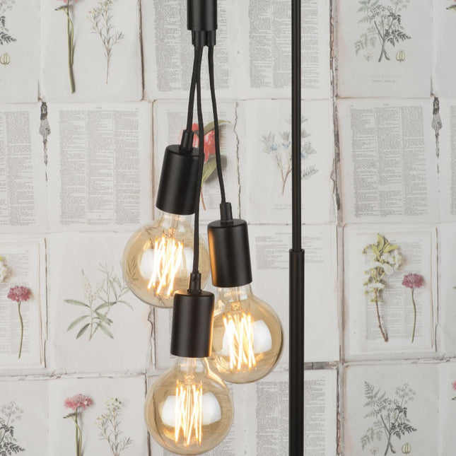 Lampadaire Oslo Fer et Ciment Noir pour 3 Ampoules 190 cm