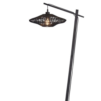 Lampadaire Zanzibar Rotin et Bambou Noir 150 cm