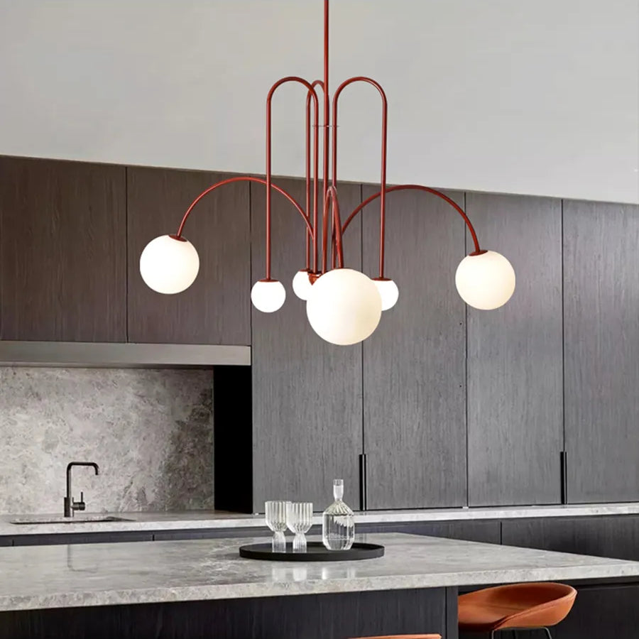 Nordic Colorful Spherical Geometric Chandelier