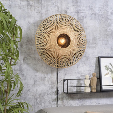 Applique Murale Kalimantan Bambou Naturel et Noir 60 cm