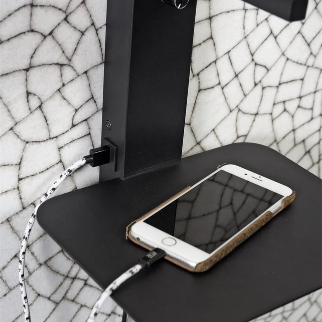 Florence Wandleuchte mit USB und Ablage