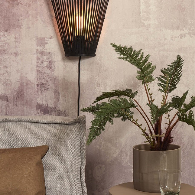 Merapi Bamboo Wall Light Black 30 cm 