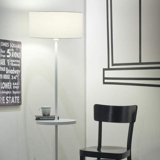 Lampadaire Monaco Fer Nickelé et Coton Noir 170 cm