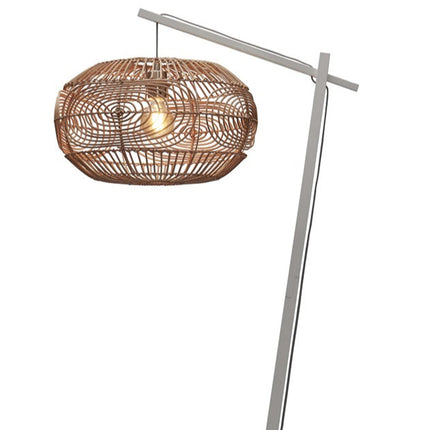 Lampadaire Madeira Rotin et Bambou Blanc Naturel 176 cm