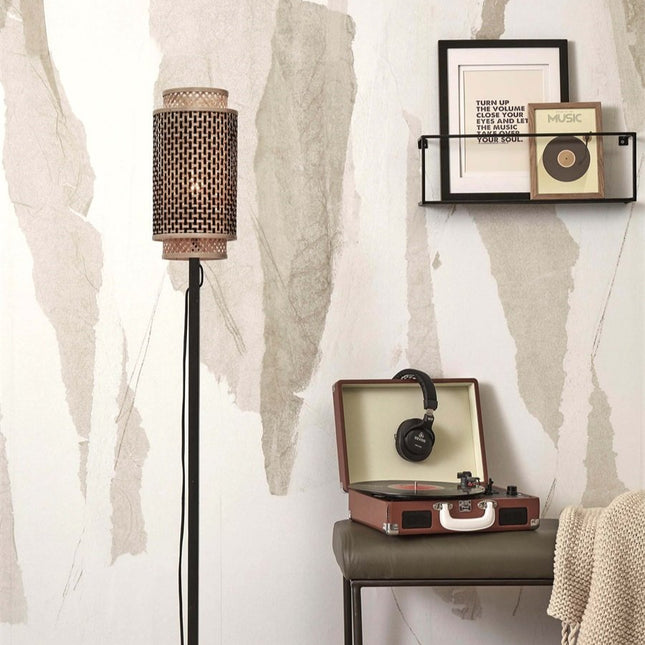 Bhutan Bambus Stehlampe Schwarz und Natur 145 cm