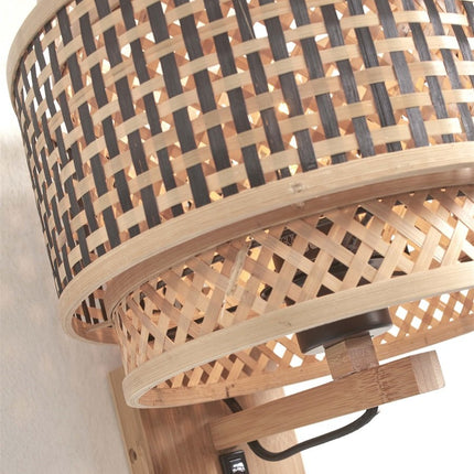 Bhutan Wall Light Natural and Black Bamboo 25x20 cm
