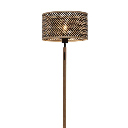 Lampadaire Java Droit Bambou Naturel et Noir 128 cm