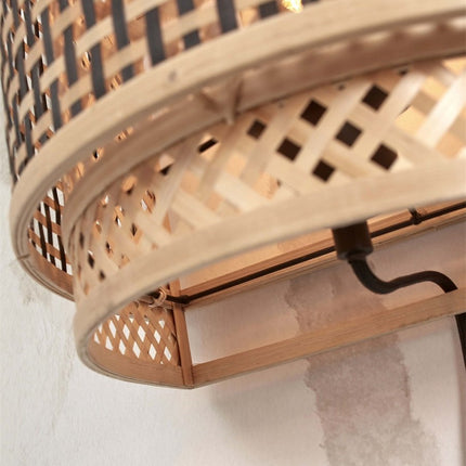 Bhutan Bamboo Wall Light Black and Natural 32 cm