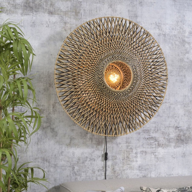 Bali Bamboo Wall Light Black and Natural 87 cm