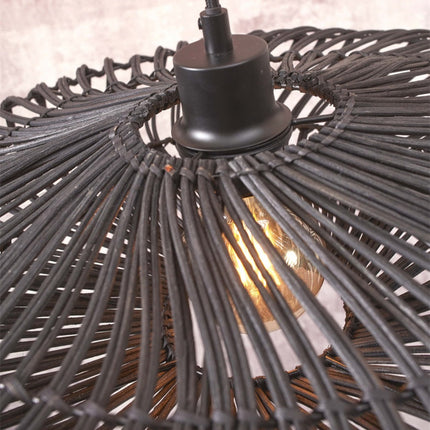 Lampadaire Zanzibar Rotin et Bambou Noir 150 cm
