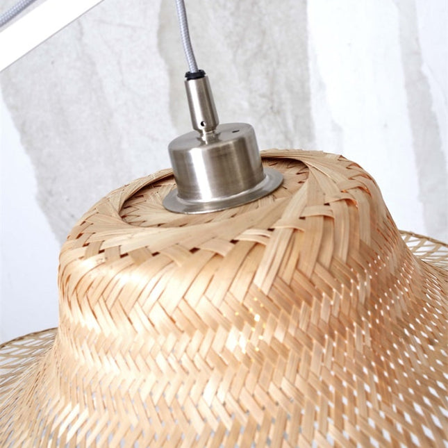 Lampadaire Ibiza Bambou Blanc et Naturel 150 cm