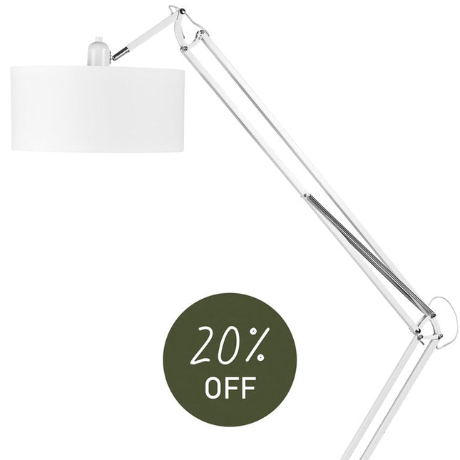 Lampadaire Milano Fer Nickelé et Coton Noir 235 cm
