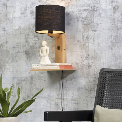 Andes Natural Bamboo and Black Ecolin Wall Light 36 cm