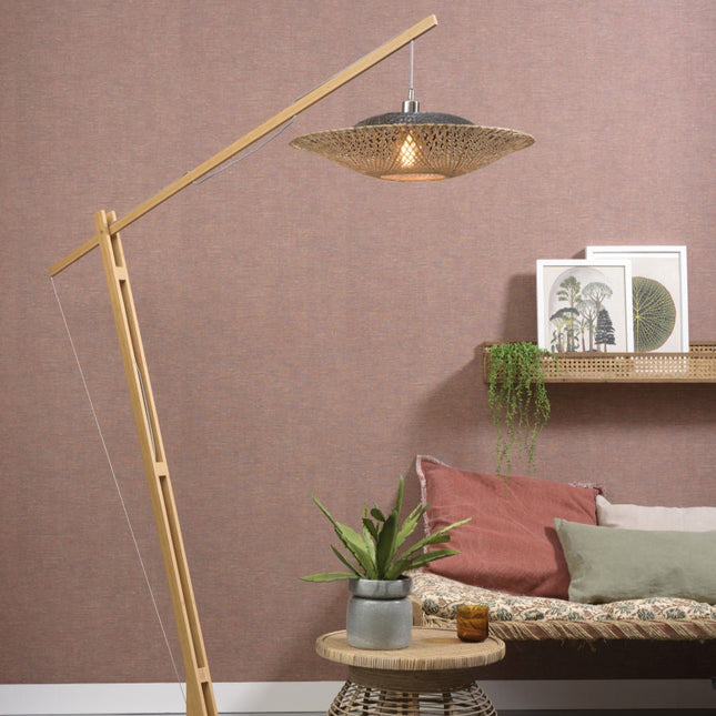 Lampadaire Kalimantan Bambou Naturel et Noir 218 cm