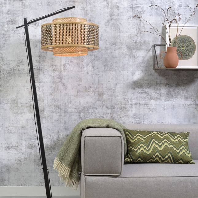 Bhutan Bambus Stehlampe Schwarz und Natur 176 cm