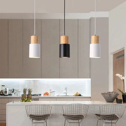 Modern LED Macaron Wood Pendant Light