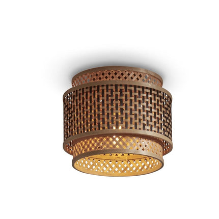 Plafonnier Bhutan Rond Bambou Noir et Naturel 25 cm