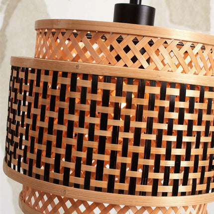 Bhutan Bambus Stehlampe Schwarz und Natur 150 cm
