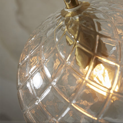 Globe-Pendelleuchte „Venice“ aus klarem Glas mit Goldrand
