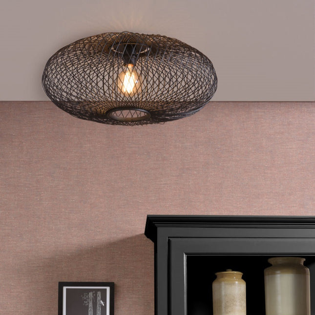 Plafonnier Cango Ellipse Bambou Noir 60 cm