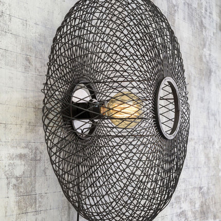 Cango Ellipse Bamboo Wall Light Black 60x25 cm