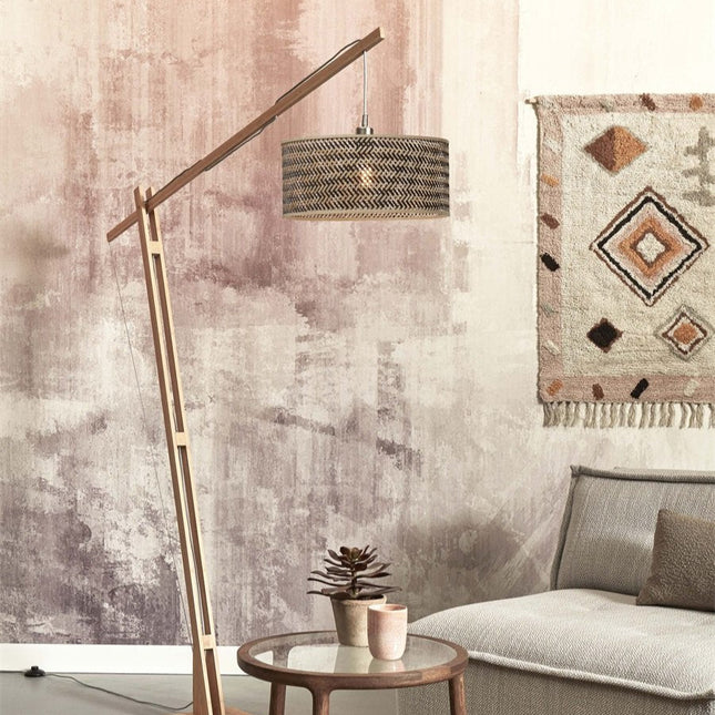 Java XL Stehleuchte Natur und Schwarz Bambus 218 cm