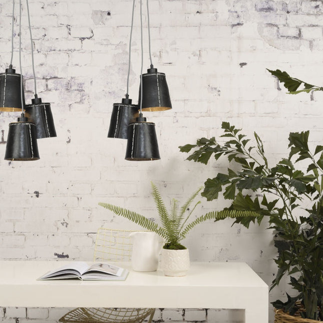 Suspension Amazon 3 Abat-jours Caoutchouc Recyclé Noir 40 cm