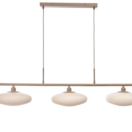 Suspension Sapporo 3 Disques Verre Blanc & Sable 115 cm
