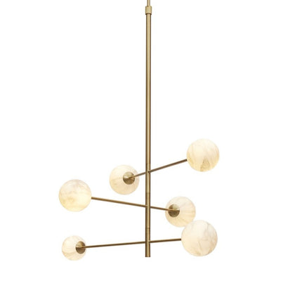 Suspension Carrara 6 Globes Marbre & Or