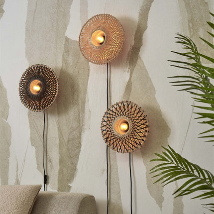 Applique Murale Kalimantan Bambou Naturel et Noir 30 cm