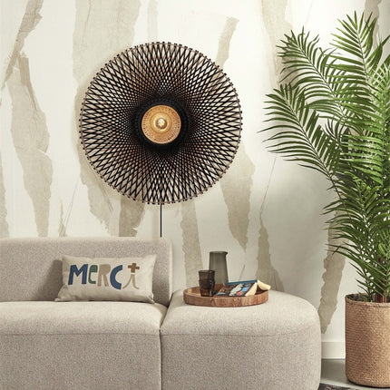 Hokkaido Bamboo Wall Light Black 25 cm