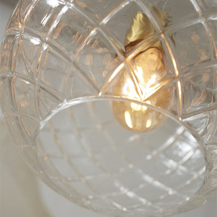 Globe-Pendelleuchte „Venice“ aus klarem Glas mit Goldrand