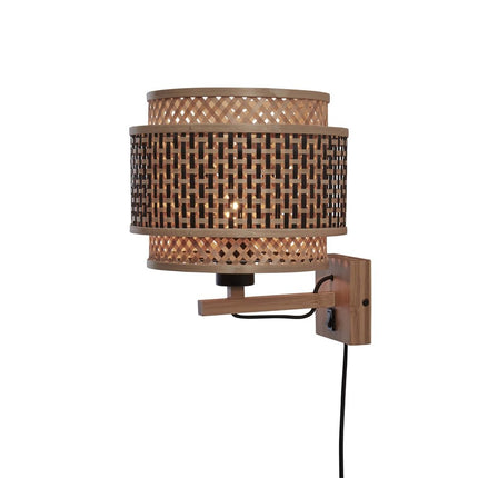 Bhutan Wall Light Natural and Black Bamboo 25x20 cm