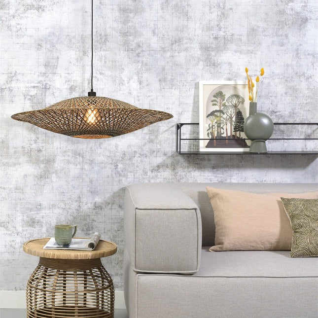 Bali Bambus Pendelleuchte Schwarz und Natur 87 cm