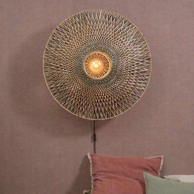 Bali Bamboo Wall Light Black and Natural 87 cm