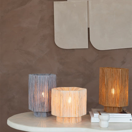 Lampe de Table Panama Raphia Naturel 28 cm