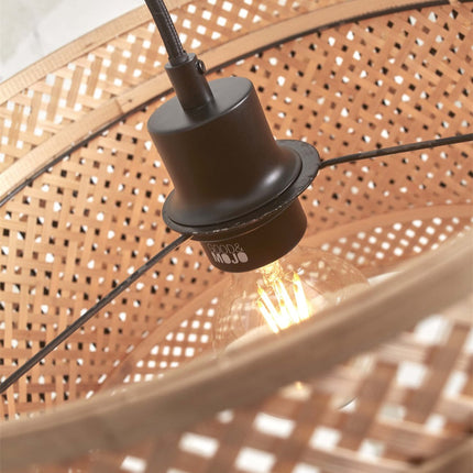 Lampadaire Bhutan Bambou Naturel et Noir 150 cm