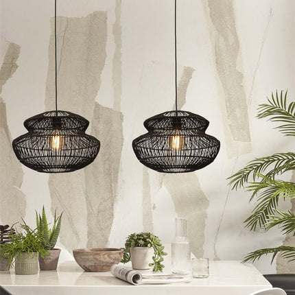 Zanzibar Rattan Pendelleuchte Schwarz 40 cm