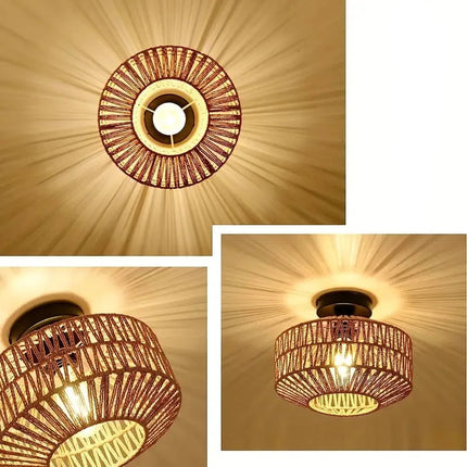 Handgewebte böhmische Rattan-Deckenleuchte