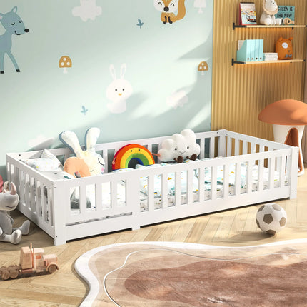 Montessori-Einzelbett 90x200 – Massivholz mit Schutzgitter