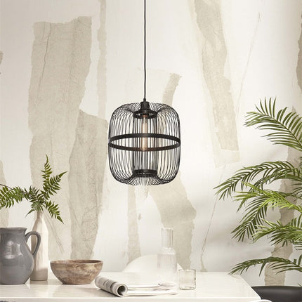 Hokkaido Bambus Pendelleuchte Schwarz 38 cm