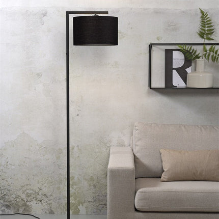 Lampadaire Boston Fer et Coton Noir 160 cm